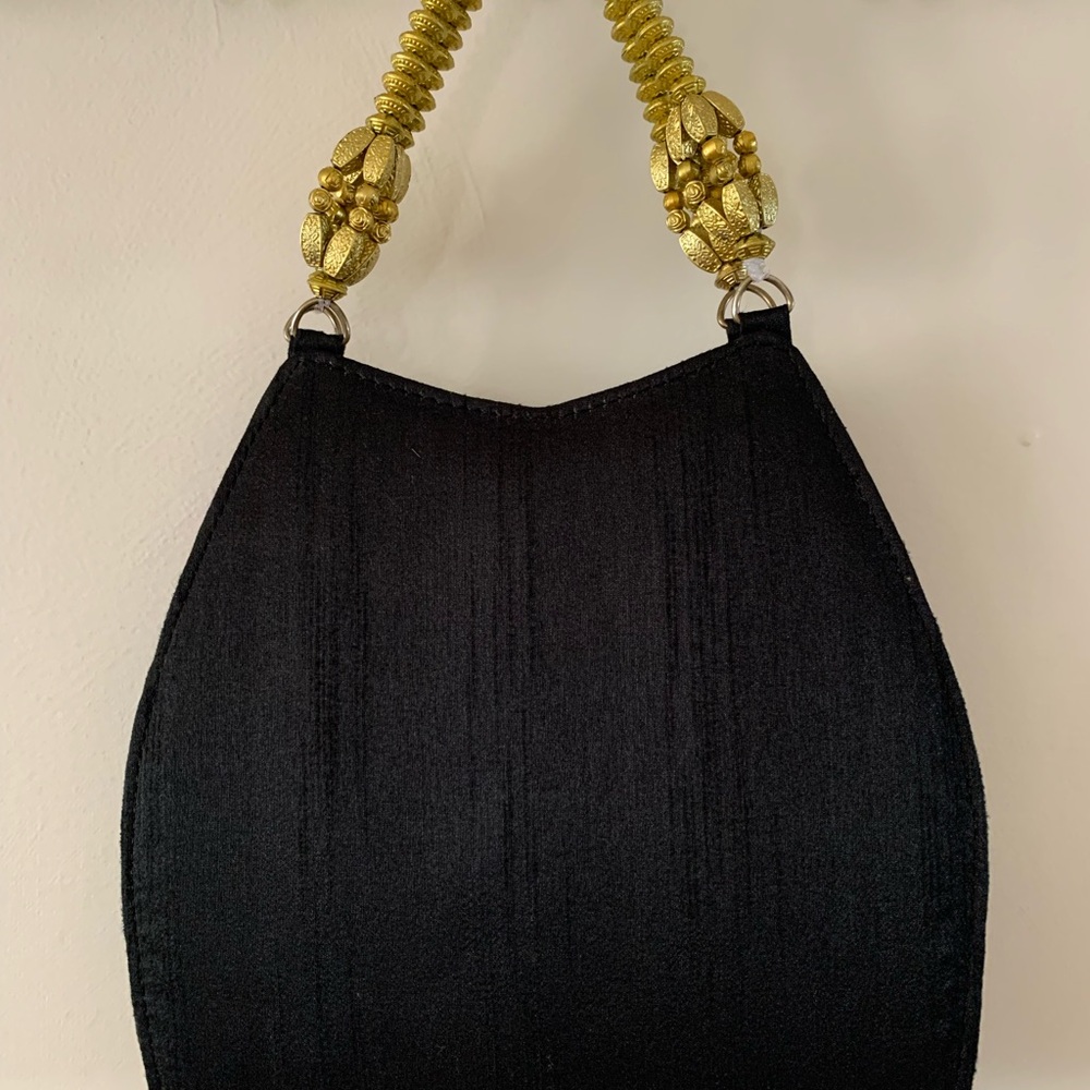 TONI Vintage Purse Black Cloth with Medallion - Picture 5 of 9